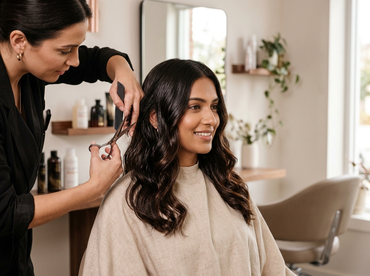 Precision haircut and natural styling