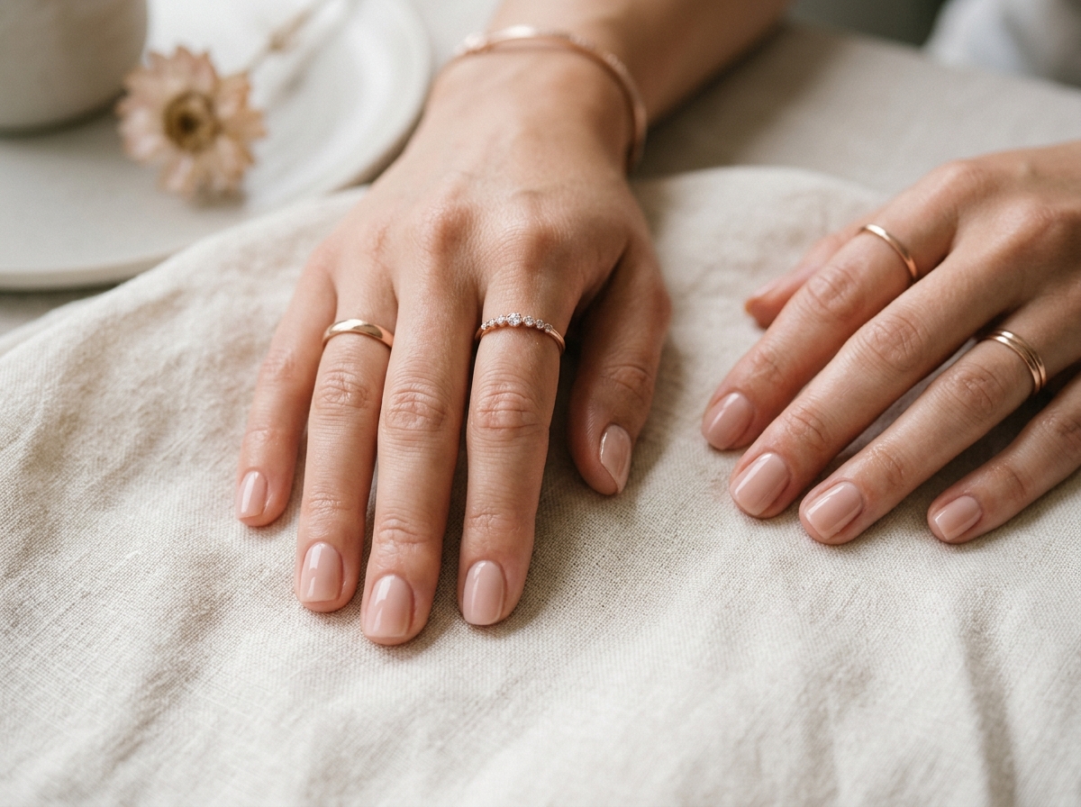 Minimalist manicure on natural polished nails